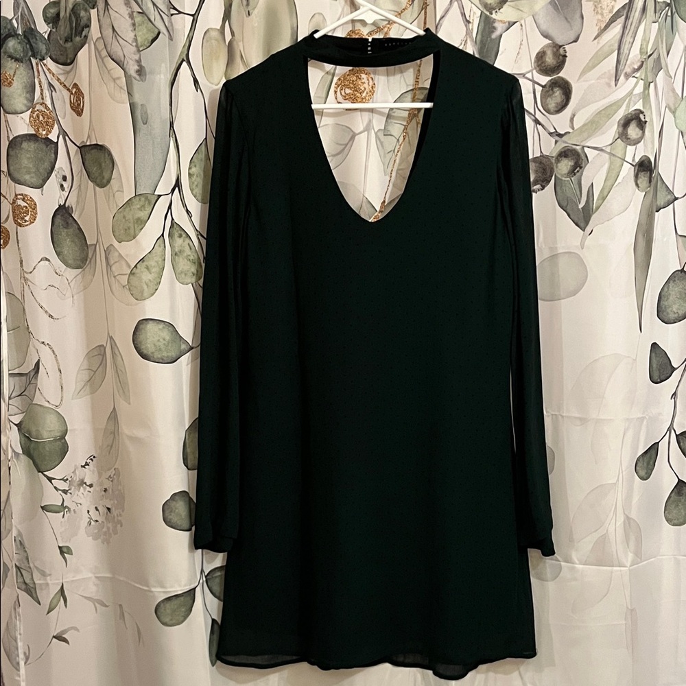 Sanctuary Dark Green and Black Dress shear sleeves